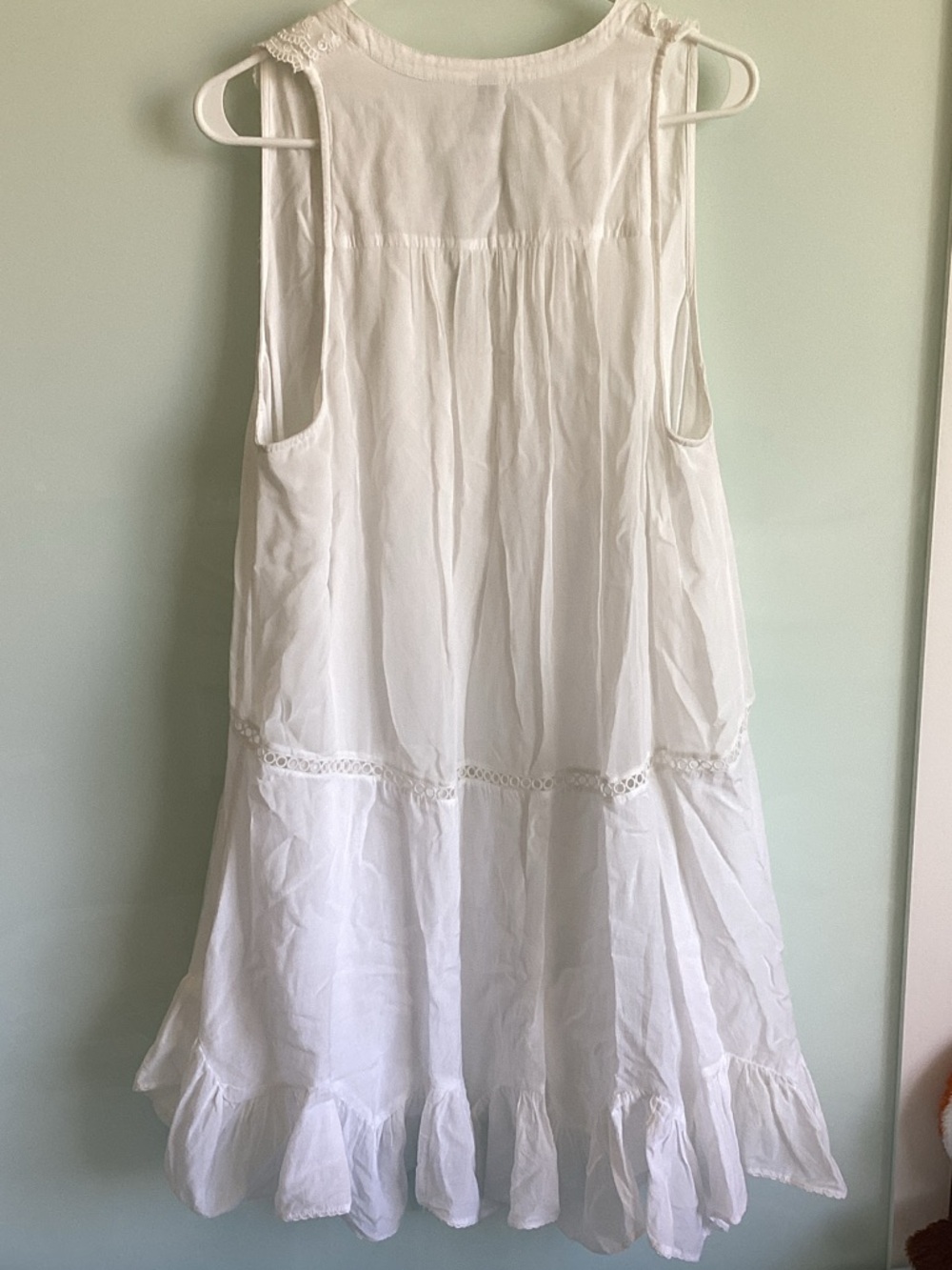 Anthropologie White Lace-Trim High-Low Dress - Picture 3 of 3